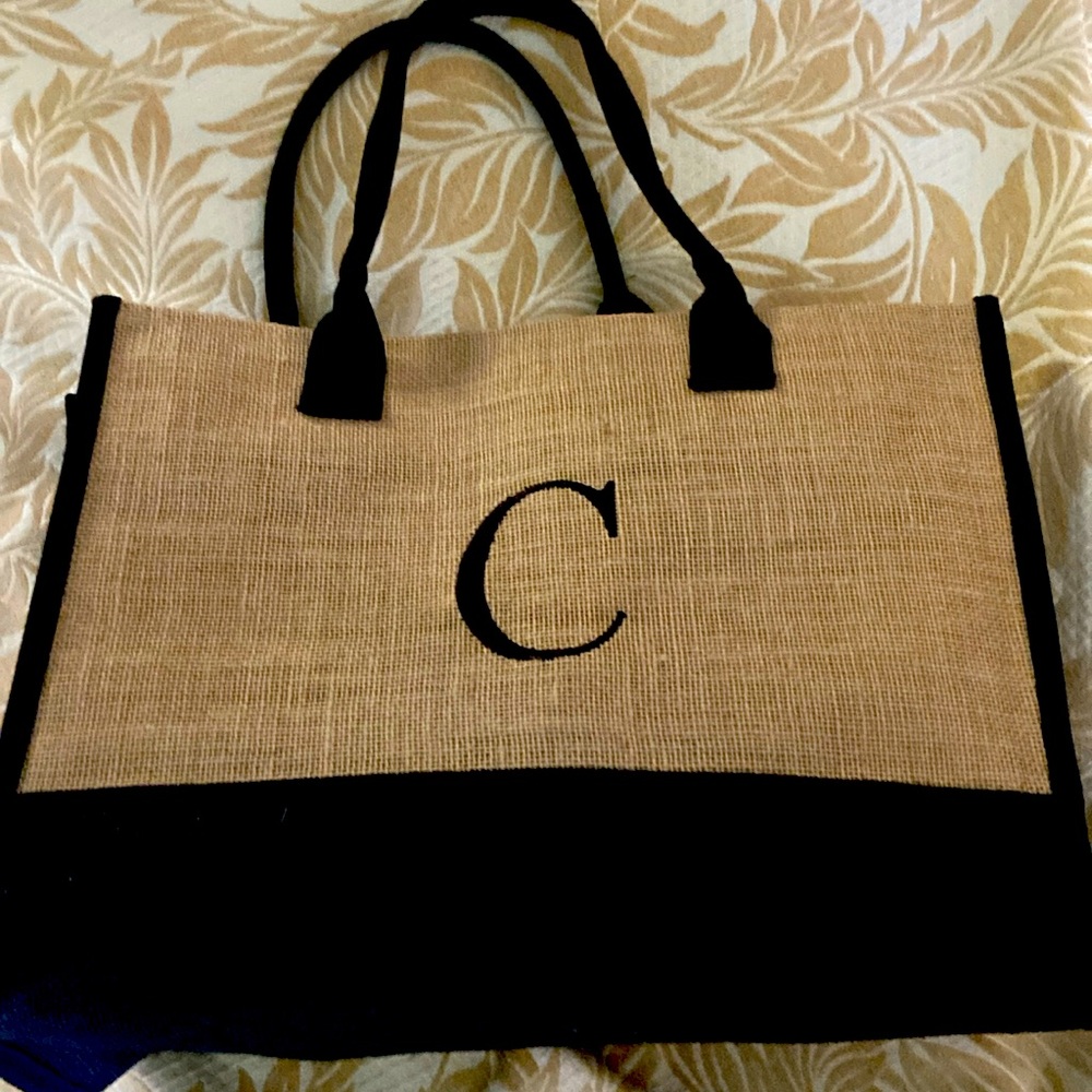 NEW Jute carry-all with cosmetic insert